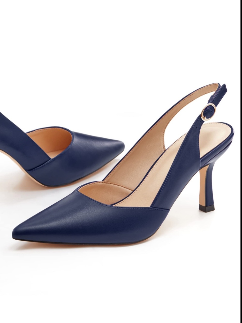 Women's Navy Pointed-Toe Slingback Pump sz 8
